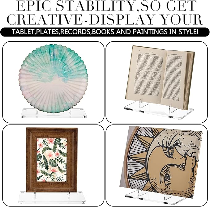 Jetec Acrylic Book Stand Clear Easel Stand for Display Acrylic Plate Postcard Picture Display Holder for Picture Book Decorative Plate Platter Photo (11 x 6 x 12 Inch)