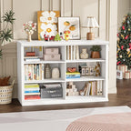 Rresyet 47.2" Wide Bookcase, 3-Tier Bookshelf Open Storage, 37" Tall Floor Standing Indoor Furniture, Book Cases for Home School Library Office Bedroom Kids, White