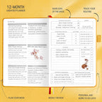 Undated Luxurious Weekly & Monthly Planner to Increase Productivity Hit Your Goals, Organizer Notebook Gratitude Journal Time Management Start Anytime, A5, Lasts 1 Year