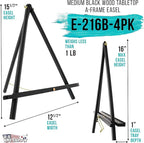 U.S. Art Supply 16" Black Wood Tabletop Easel (4 Pack) - Adjustable A-Frame Canvas Stand for Painting Party & Signs - Table Top Easel for Painting, Canvas Holder, Crafts, Photos, Pictures