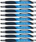 Personalized Pens With Custom Logo or Text-350 Pack Bulk-for Businesses, Parties, and Events, 2 in 1 Ballpoint Pen & Capacitive Stylus for Touchscreen Devices, Click Action, Black Ink, Light Blue