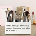 QZQE Inspirational Gifts Pen Pencil Holder Organizer for Desk, Inspirational Gifts for Women Men Wooden Box Signs Decorations for Home Office Desk Tabletop, Motivational Decor
