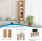 6 Cube Storage Organizer Single Row, Cube Shelf with Heavy-Duty Thick Boards, 13.31"L x 9.37"W x 72.36"H, Smooth Easy-Clean Panels, Simple Assembly, for Living Room Bedroom Office, Natural-Oak
