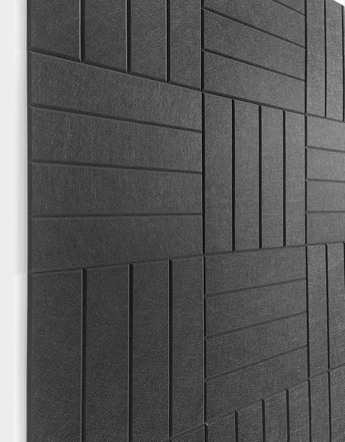 DECORITA Felt Bulletin Board Tiles | Modern Cork Board Alternative | Large Cork Boards for Walls | Aesthetic Felt Wall Panels for Office & Home Decor | Pinboard & Photo Board (12-Pack) | Black