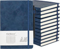OnMove Notebooks Journal for Women Men 12 Pack Bulk Leather Hardcover with Pen Holder A5 160 Pages 100 GSM Thick Paper for Work School Lined Navy Blue