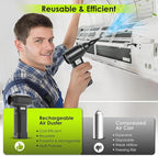 OVVGO Electric Compressed Air Duster, 300,000RPM Cordless Air Blower for Dust Removal, Duster/Vacuum 2-in-1 with 10 Speeds, 20000mAh Rechargeable & 5 Nozzles Dust Blower for PC, Keyboard, Car, Outdoor