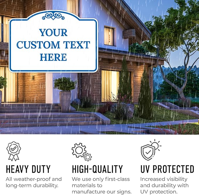 Custom Decorative Sign, Personalized Metal Sign for Business, Driveway, Home, Airbnb, Office Door Plaque, Blue Light Sign, 12x18 Inches, ACM, Fade Resistant, Made in USA by Sigo Signs