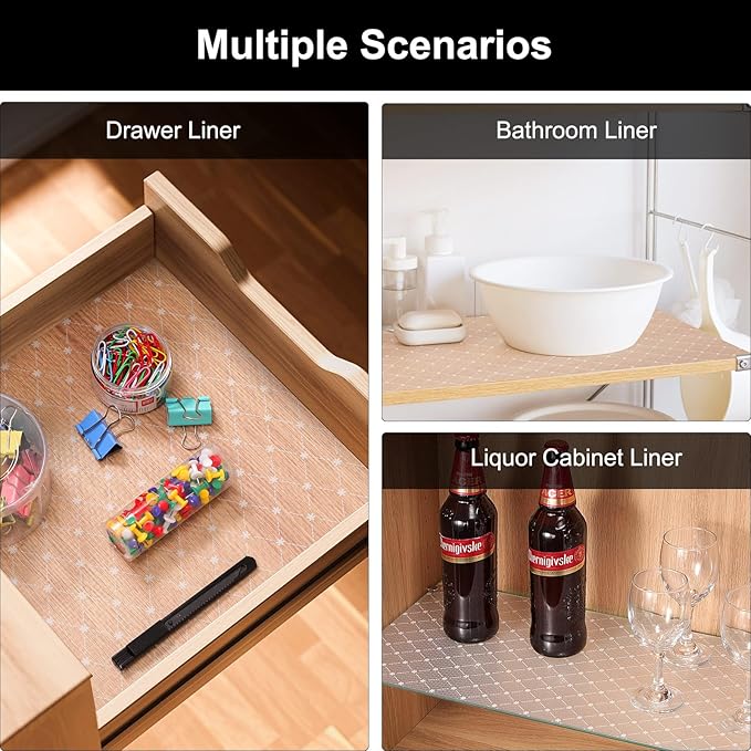 Cooyes Shelf Liner – Premium Non-Adhesive Cabinet & Drawer Liner for Kitchen – Waterproof Shelf Paper with Modern Pattern – Durable EVA Cabinet Mat – Easy to Cut （24" W x 240" L）