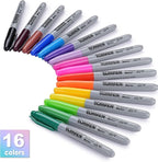 Tompen Permanent Markers,Fine Tip,160 Pack Bulk,16 Assorted Multicolor Colors,Waterproof Permanent Marker with Quick Drying on Valentine's Day card Wood,Plastic,Paper,Metal for Office School Classroom