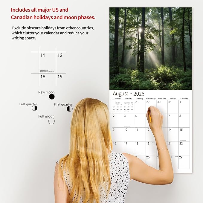 2026 Wall Calendar,Calendar 2026, November 2025 - December 2026, Wall Calendar Mystic Forests, 12" x 24" Opened,Full Page Months Thick & Sturdy Paper for Gift Perfect Calendar Organizing & Planning