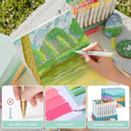 Arrtx 60 Colors Acrylic Paint Pens, Paint Markers Pens, for Artists Adults Coloring Drawing Scenery Landscape Natural- Brush Tip for Rock Painting, Wood, Canvas, DIY Crafts Making Art Supplies-60C