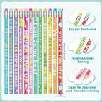 200 Pcs Motivational Pencils Bulk, Rainbow Inspirational School Pencils for Classroom, Cute Pencil with Encourage Positive Sayings, Back to School Supplies for Kids Student Teacher Classroom Reward