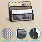 Marbrasse Mail Organizer for Desk, 3-Slot Mesh Metal Mail Holder countertop, Letter Holder, Office Desktop Envelope and Document Storage Rack (2P)
