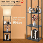 RUNTOP Plus Floor Lamp with Shelves, Shelf Lamp with 15W LED Bulb, 3 Colors, Memory Function, Wide Display Shelf for Collectibles Storge, Floor Lamps for Living Room, Standing Lamp for Bedroom