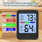 Digital Thermometer Hygrometer, Indoor Wall Thermometer, Indoor Humidity Temperature Monitor with Max&Min Records Backlit for 10S for Greenhouse, Home and Office Measuring Devices