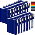 feela 15 Pack Pocket Small Notebooks Bulk, Mini Cute Notepads Hardcover College Ruled Lined Journals with Pen Holder for School Business Memos, with 15 Black Pens, 3.5”x 5.5”, A6, Navy