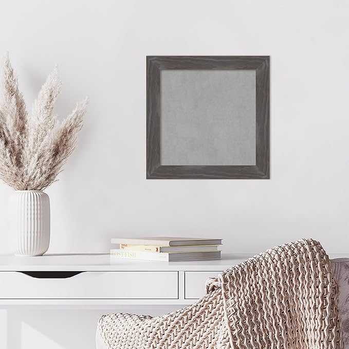 Amanti Art Grey Framed Magnetic Board 15x15 X-Small Vision Board for use with Magnets, 100% Metal Sheet to Display Items as Office Decor or for Home Organization in mudroom, Kitchen or Kids Room