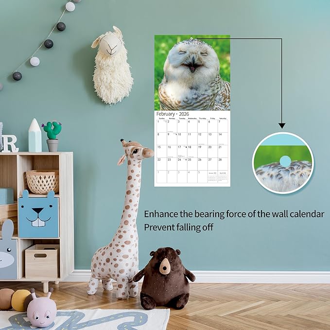 2026 Wall Calendar,Calendar 2026, November 2025 - December 2026, Wall Calendar Smiling Animals, 12" x 24" Opened,Full Page Months Thick & Sturdy Paper for Calendar Organizing & Planning