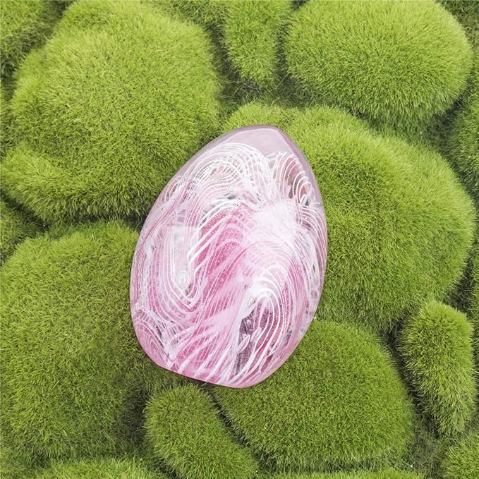 QFkris Crystal Blessings Paperweight Easter Eggs 3.4" Blown Glass Art Figurine Collectibles Desk Decor (Pink)