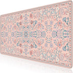 iCasso Desk Mat for Keyboard and Mouse, Large Mouse Pad, Desk Pad Mat, Anti-Slip Big Mousepad with Stitched Edges for Computer Desktop(Peach Pink)