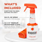WHOOSH! Pro 16.9 fl oz Refillable TV Screen Cleaner & Microfiber Cloth - Streak-Free Cleaner for Flat Screens, OLED, LCD, Smart TV, Monitors - Non-Toxic, Odorless - Electronics Cleaning Kit