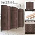 Cocosica 6 Panel Room Divider,6Ft Folding Privacy Screen,Tall - Extra Wide Foldable Panel Partition Wall Divider with Diamond Double-Weaved Hand-Woven Design Room Screen Divider