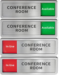 2 Pack Conference Room Office Door Signs Do Not Disturb, In Use/Available Slider Sign for Home Office Wellness Conference Vacant Occupied Privacy Slide Door Sign,Brushed Silver 8" x 2.6"