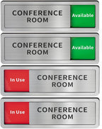 2 Pack Conference Room Office Door Signs Do Not Disturb, In Use/Available Slider Sign for Home Office Wellness Conference Vacant Occupied Privacy Slide Door Sign,Brushed Silver 8" x 2.6"