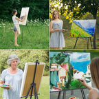 T-SIGN 72 Inches Tall Folding Easel Stand for Display, Aluminum Metal Tripod Art Easel Adjustable Height from 22-72 - Instant Poster Easels for Painting Canvas - Floor Standing Easel (Pack of 2)