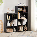 VECELO Wide Bookshelf Set, Fits 9.3" × 10-12.8" Hardcovers, Cube Storage Bookcases, Free-Standing for Living Room, Bedroom, Home Office, 3/4-Tier, 2-Pack, Black