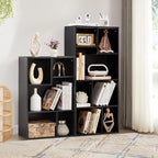 VECELO Wide Bookshelf Set, Fits 9.3" × 10-12.8" Hardcovers, Cube Storage Bookcases, Free-Standing for Living Room, Bedroom, Home Office, 3/4-Tier, 2-Pack, Black