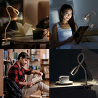 O'Bright Lumos - Versatile Clip-on Lamp: Zoomable Spotlight, Dimmable LED, Flexible Gooseneck, 4000K Light, 100% Metal Clamp - Ideal for Reading, Crafting, Work, and Headboards, Black