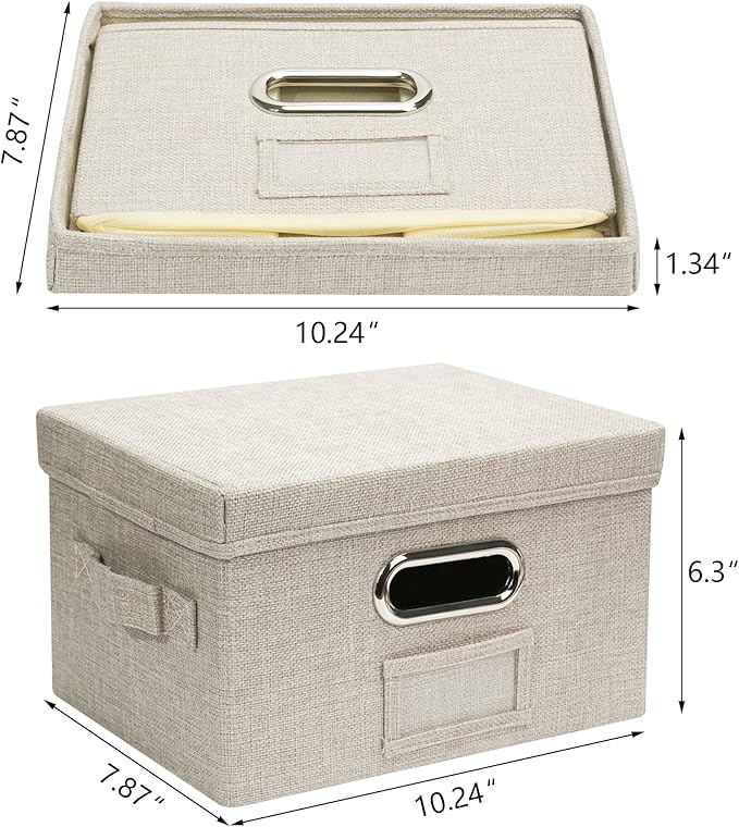Remowith Greeting Card Organizer and Storage Box with 20 Pcs Adjustable Dividers, Storing Cards with 84 Pcs Labels Perfect for Storing Greeting Cards, Envelopes, Photos 2 Pack Beige