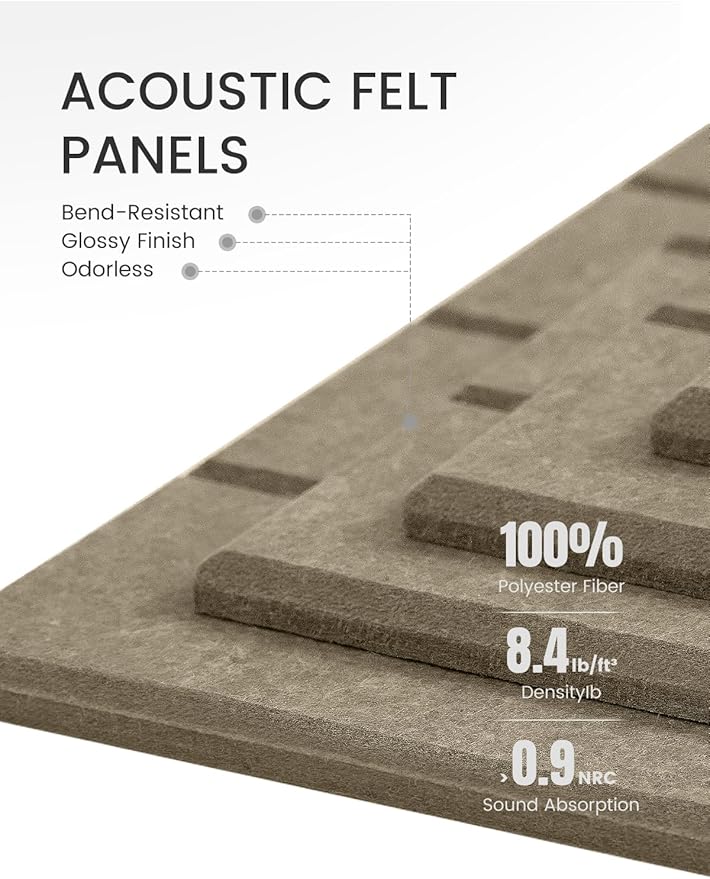 Fluxynara Felt Bulletin Board Tiles -28"x18" with 40 Adhesive Tabs, Cork Board Alternative for Office Decor, Push Pin Board Wall Organizer 6-Pack (Earth Brown)