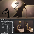 O'Bright Lumos - Versatile Clip-on Lamp: Zoomable Spotlight, Dimmable LED, Flexible Gooseneck, 4000K Light, 100% Metal Clamp - Ideal for Reading, Crafting, Work, and Headboards, Black