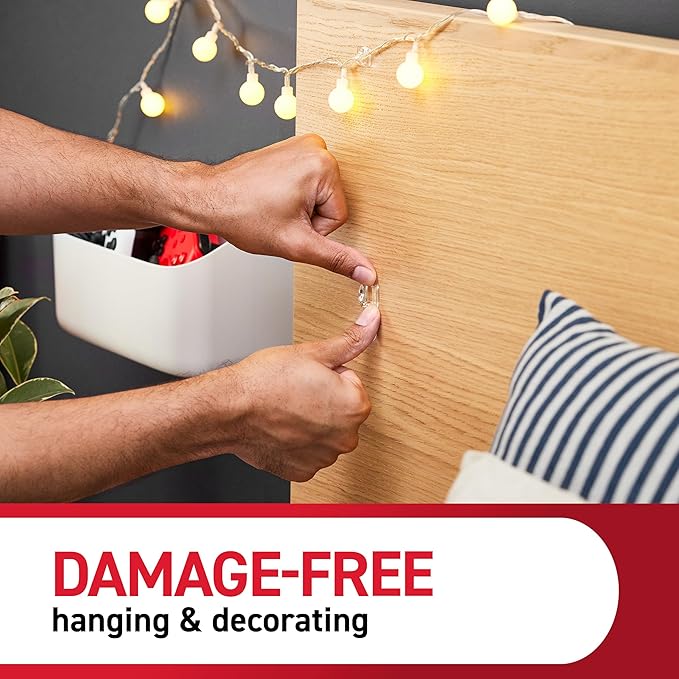 Command Indoor Mini Light Clips, 45 Clear Clips and 54 Command Strips, Damage Free Hanging Christmas Decorations, Wall Clips for Hanging Lights and Cable Management, Holds up to 0.3 lb