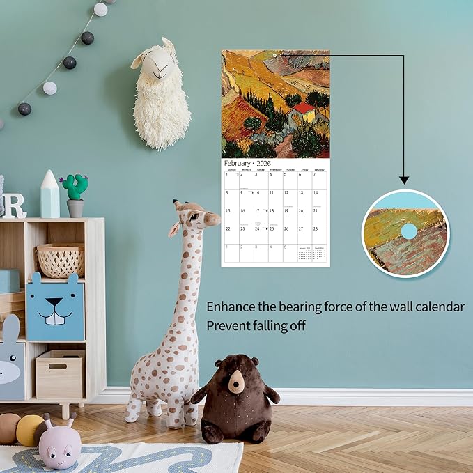 2026 Wall Calendar,Calendar 2026, November 2025 - December 2026, Wall Calendar van Gogh, 12" x 24" Opened,Full Page Months Thick & Sturdy Paper for Calendar Organizing & Planning
