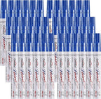 Overseas Blue Paint Marker Pens - 36 Pack Oil-Based Permanent Markers Set, Quick Drying, Waterproof, Medium Tip Paint Pens Bulk for Wood, Metal, Rock, Ceramic, Plastic, Canvas, Glass, Rubber