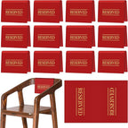 Buryeah 12 Pcs Reserved Seating Signs for Chairs Church Pew Reserved Chair Signs Placeholder with Printed Words for Weddings Parties Celebrations Receptions Church or Event (Red)