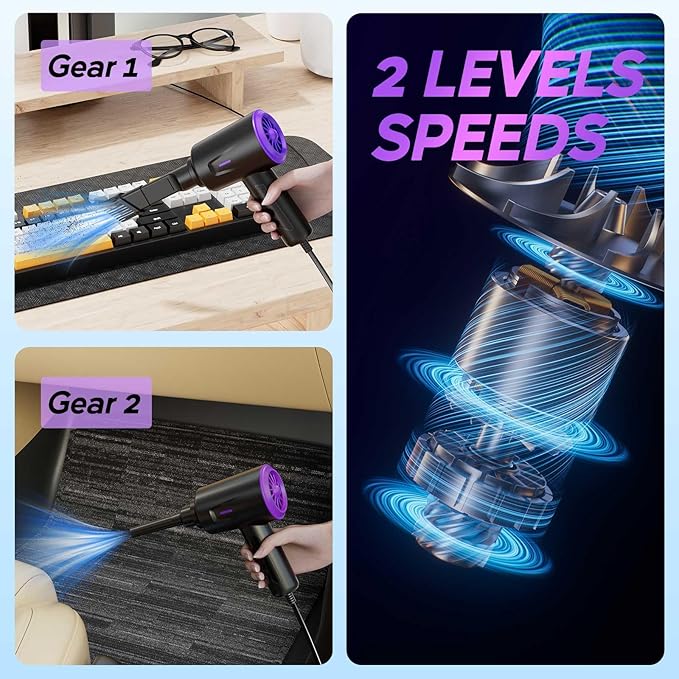Goweto Electric Air Duster - Air Blower - Multi-Use Compressed Air Duster for Keyboard- Computer and PC - 5.74 oz Powerful Motor