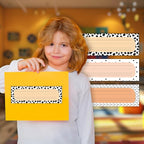 30 Name Tags for Classroom Cubbies, 3x9 in Cow Print Name Plates for Desks, Classroom Must Haves for Teachers Elementary - A04