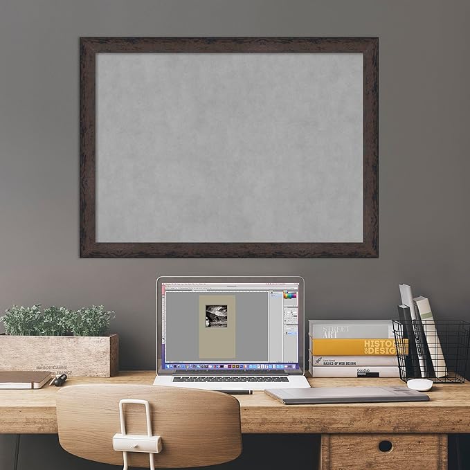 Amanti Art Black Framed Magnetic Board 23x31 Medium Vision Board for use with Magnets, 100% Metal Sheet to Display Items as Office Decor or for Home Organization in mudroom, Kitchen or Kids Room