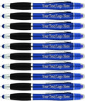 Personalized Pens with Gel Highlighter and Stylus -200 Pack Bulk-Free Imprint - 3 In Bible Highlighter No Bleed, Ballpoint Pen, and Stylus Combo- add Custom Name, Logo or Gift Message- Blue