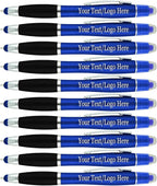 Personalized Pens with Gel Highlighter and Stylus -200 Pack Bulk-Free Imprint - 3 In Bible Highlighter No Bleed, Ballpoint Pen, and Stylus Combo- add Custom Name, Logo or Gift Message- Blue