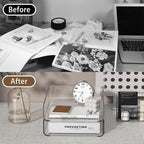 FANXIYQ 2-Tier Acrylic Paper Tray Organizer - Low-Profile Desk File Sorter for Office/Home, Clear Stackable Letter Tray for Bills, Crafts, Notebooks