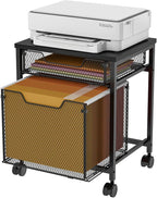 Rolling File Cabinet Cart, Printer Stand with Storage Drawer, Mobile Filing Cabinet on Lockable Wheel, Printer Cart with Hanging File Folder Organizer Beside Under Desk for Office Home(Patent Pending)