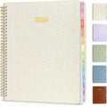 2026 Planner, Annecy Weekly ＆ Monthly Planner 2026, Jan. 2026 – Dec. 2026, 9" x 11" Monthly Agenda Planner with Tabs, Flexible Linen Cover, Spiral Binding, Double-sided Pocket, Bookmark, Beige