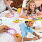 Hoiny 10 Pack Clear Protractor, 6 Inch Plastic Protractors, 180 Degrees Accurate Math Geometry Tools for School, Office, Classroom (Pink)