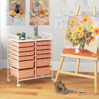 LDAILY 12 Drawer Rolling Storage Cart, Craft Cart Organizer on Wheels w/Metal Frame, Large Capacity & Smooth Drawer, Rolling Cart w/Drawers for Classroom, Office