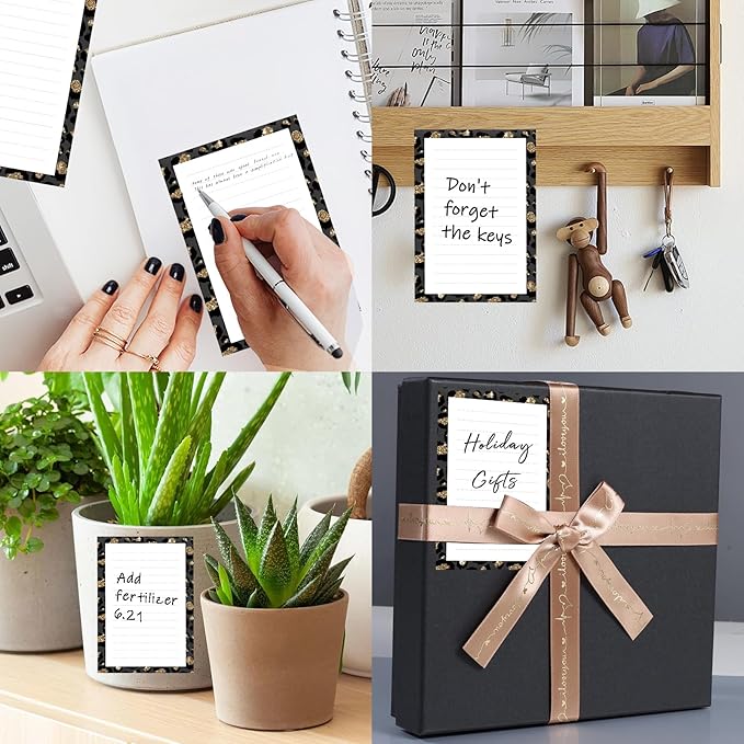 SXboxing Sticky Notes 4X6 Inches, 2 Pack Large Cute Self-Stick Pads, Bright Funny Memo Pads Easy to Stick for Home, Office Glitter Gold Leopard